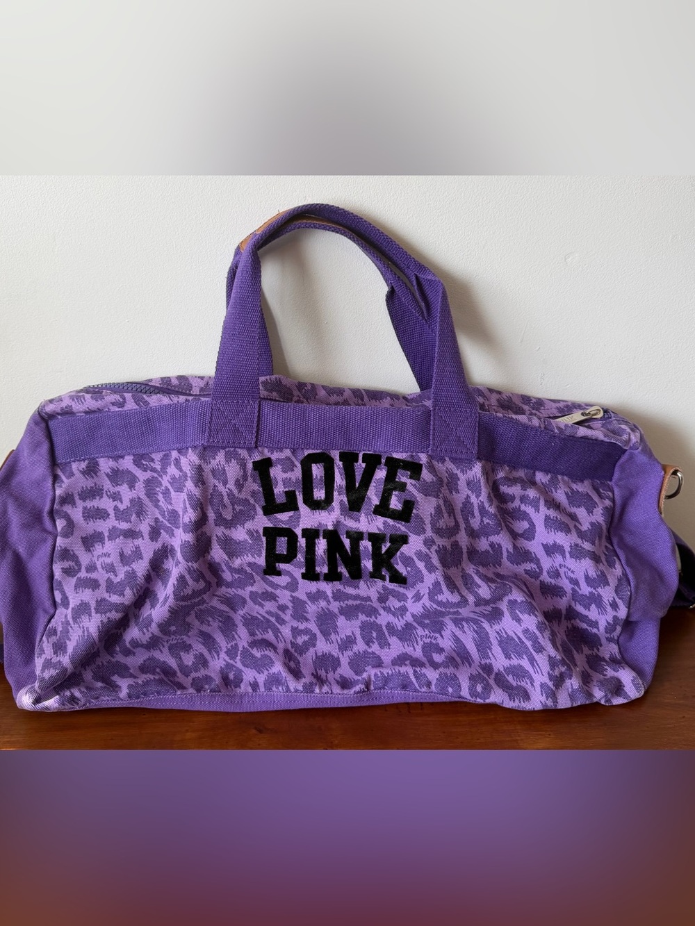 PINK Victoria Secret Y2K Purple Leopard Duffle Bag